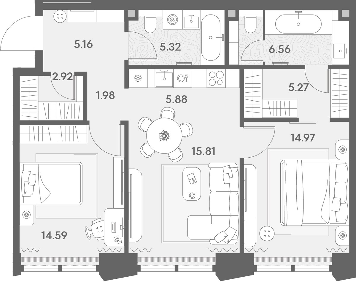 Планировка 78.46 м²