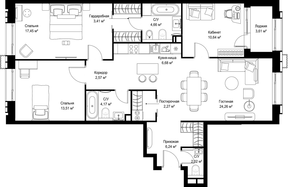 Планировка 97.6 м²