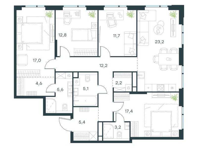 Планировка 120.4 м²