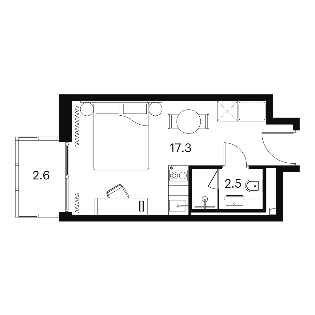 Планировка 22.4 м²