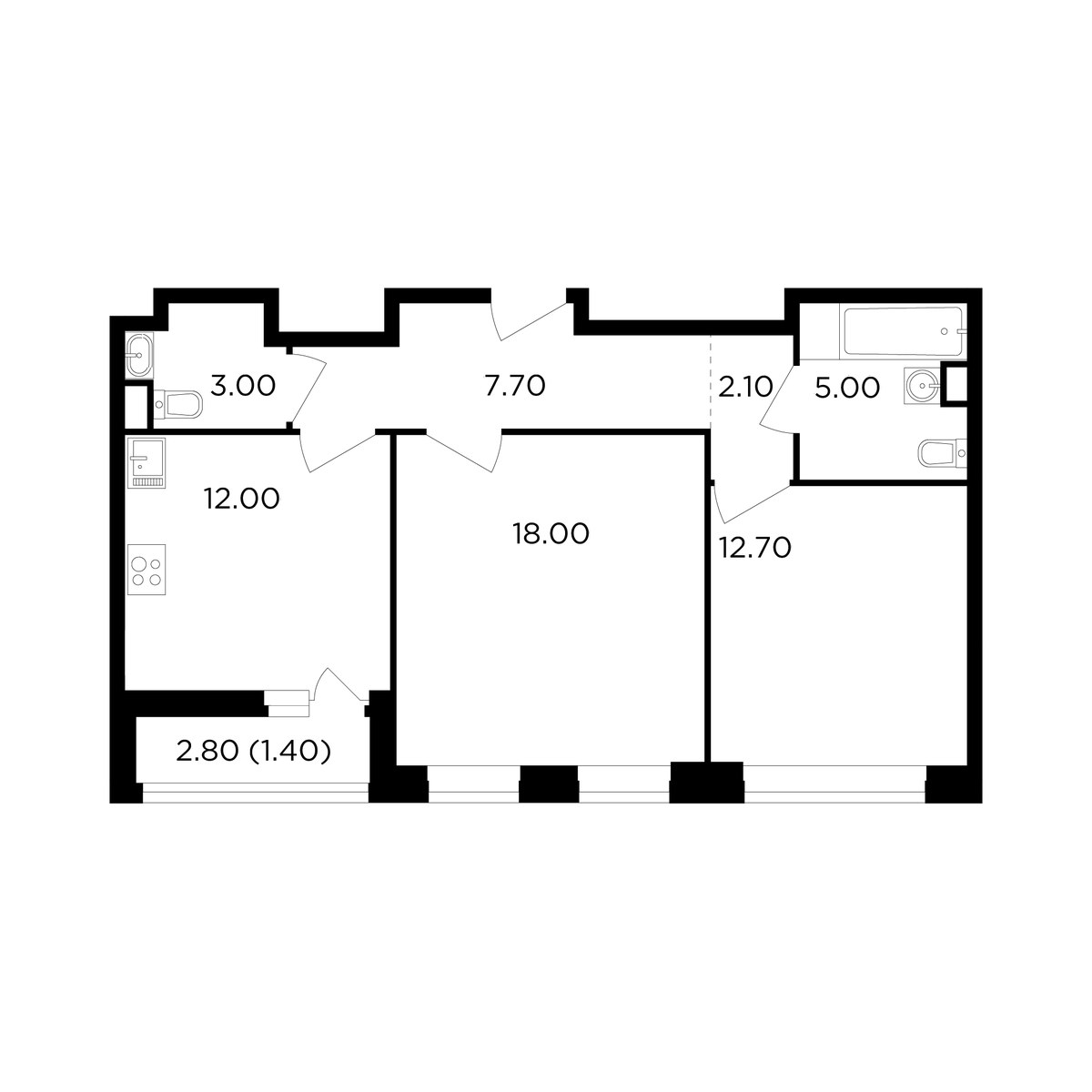 Планировка 61.9 м²