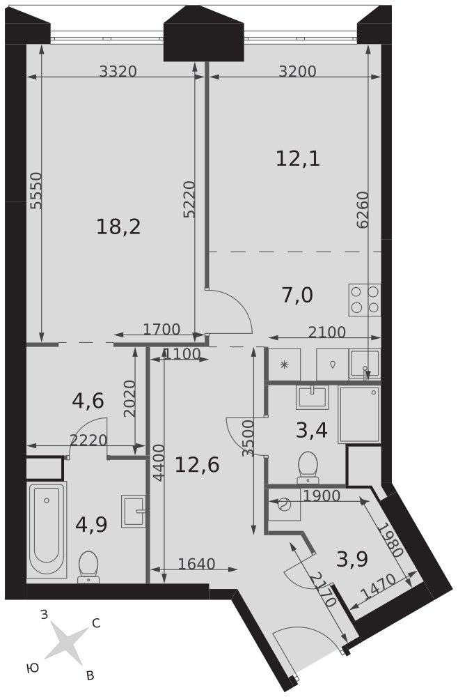 Планировка 66.7 м²