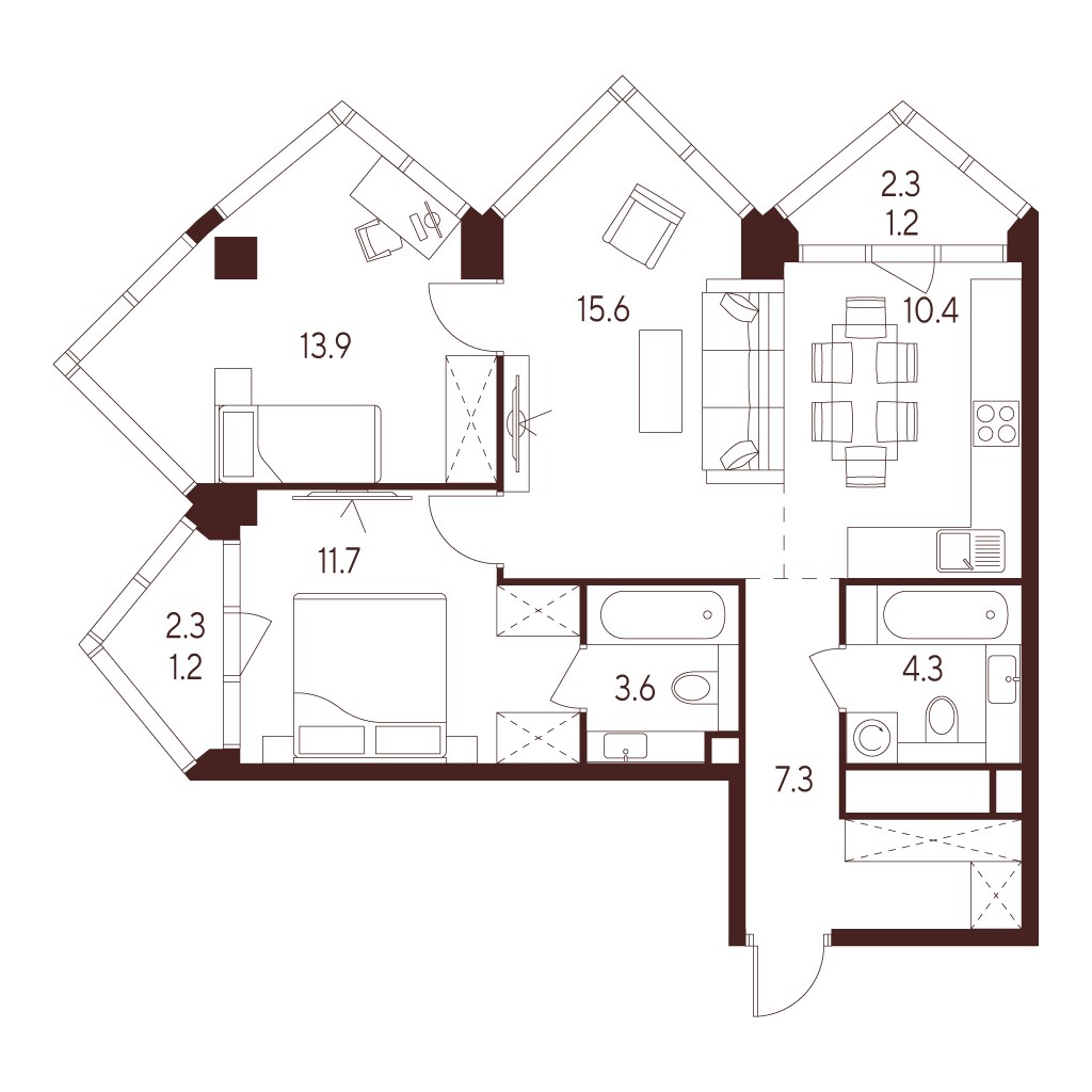 Планировка 69.2 м²