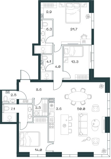 Планировка 141.8 м²