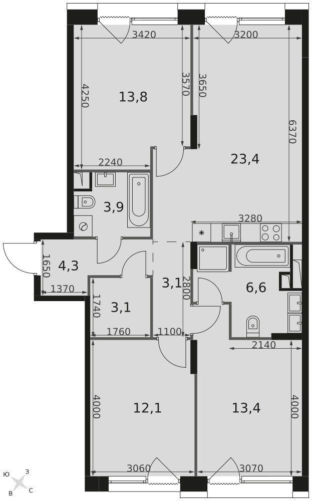 Планировка 84.3 м²