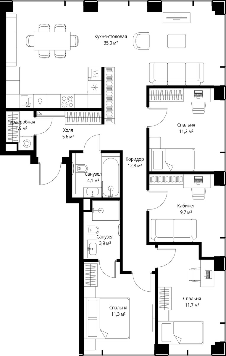 Планировка 107.2 м²