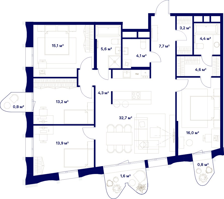 Планировка 128.0 м²