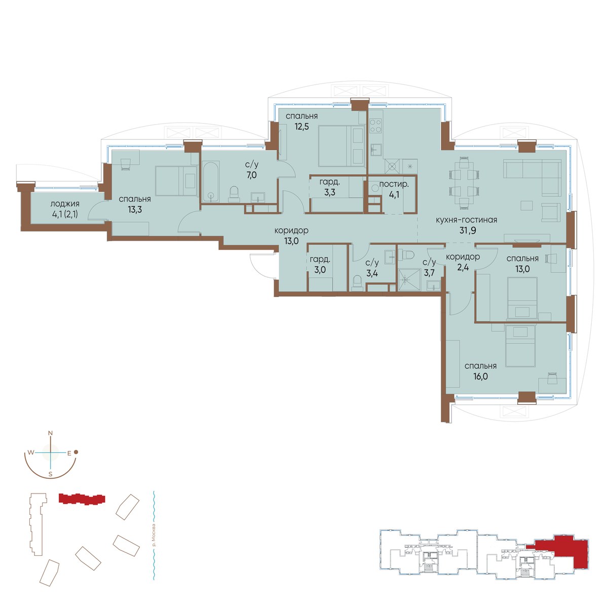 Планировка 128.7 м²