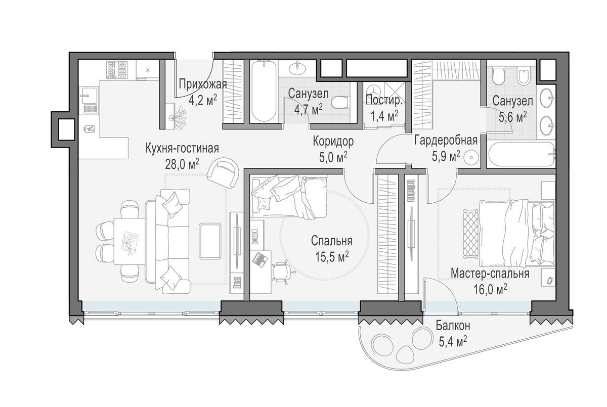 Планировка 88.2 м²