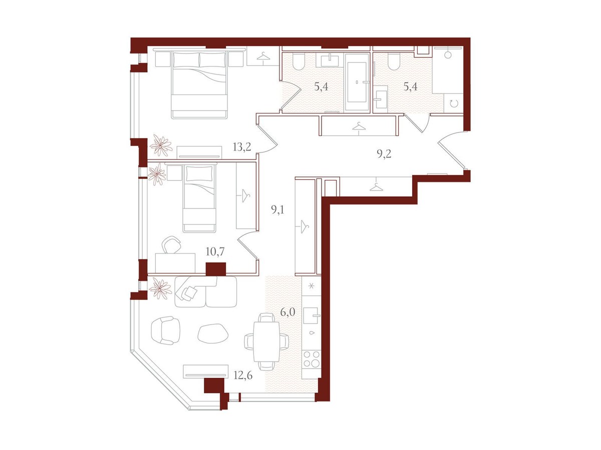 Планировка 71.6 м²