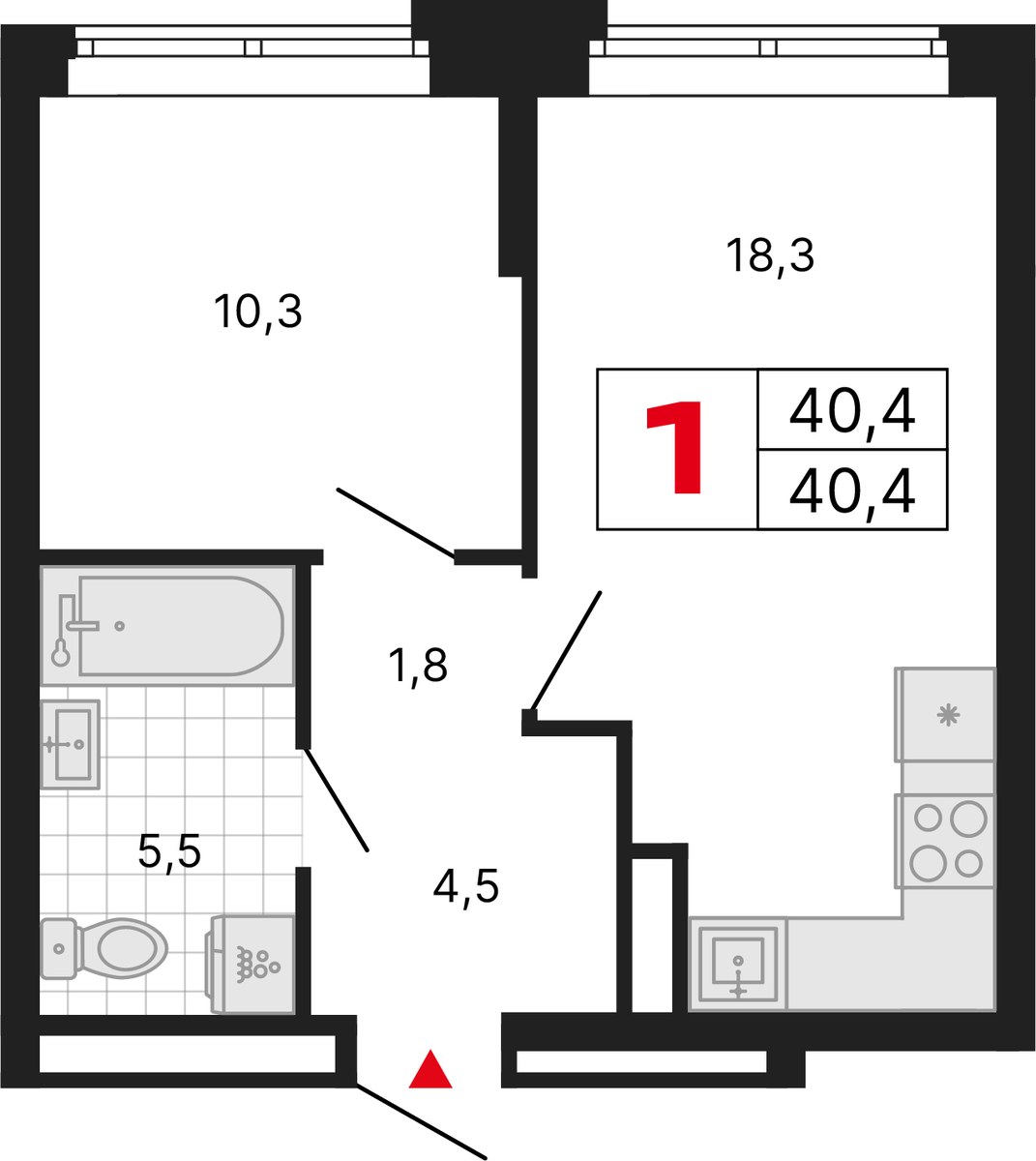 Планировка 40.4 м²
