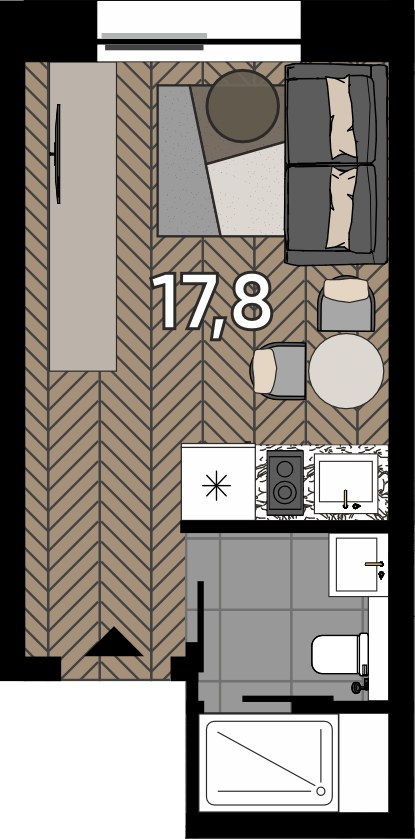 Планировка 17.8 м²