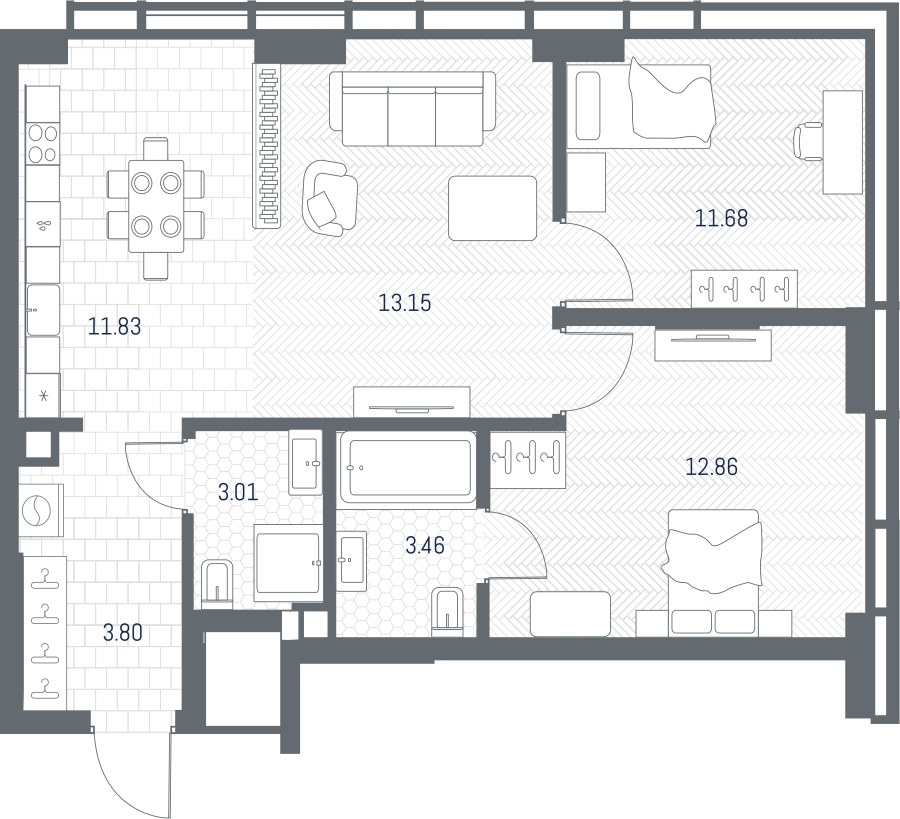 Планировка 59.79 м²