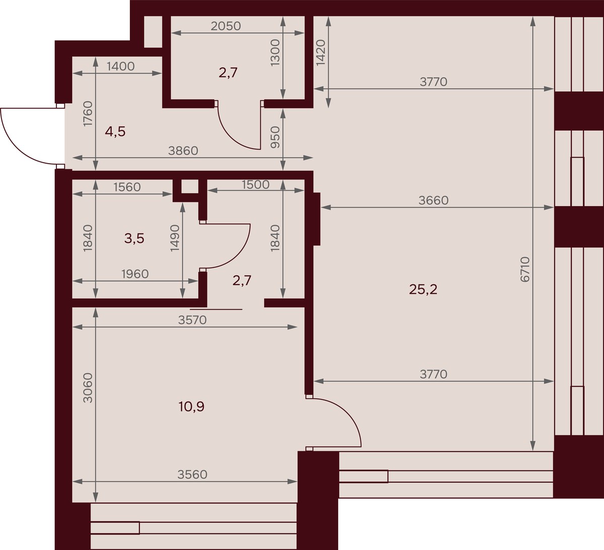 Планировка 49.0 м²