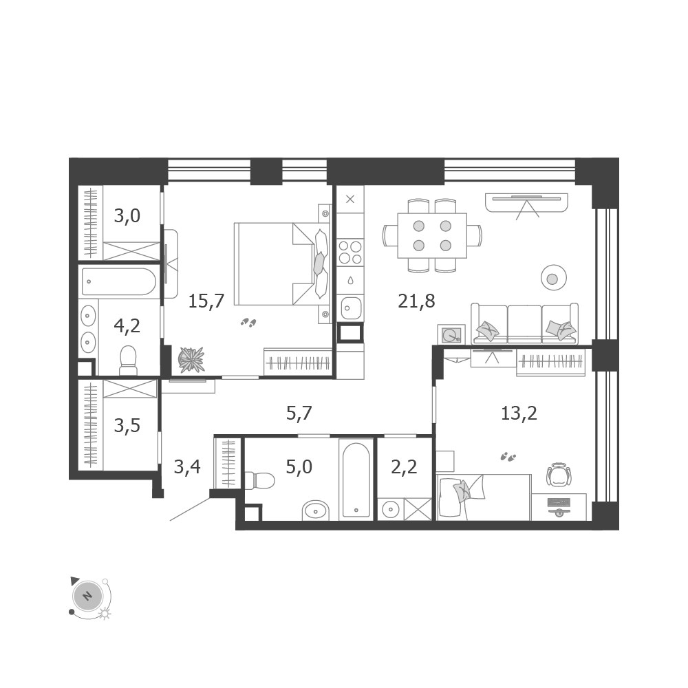 Планировка 77.7 м²