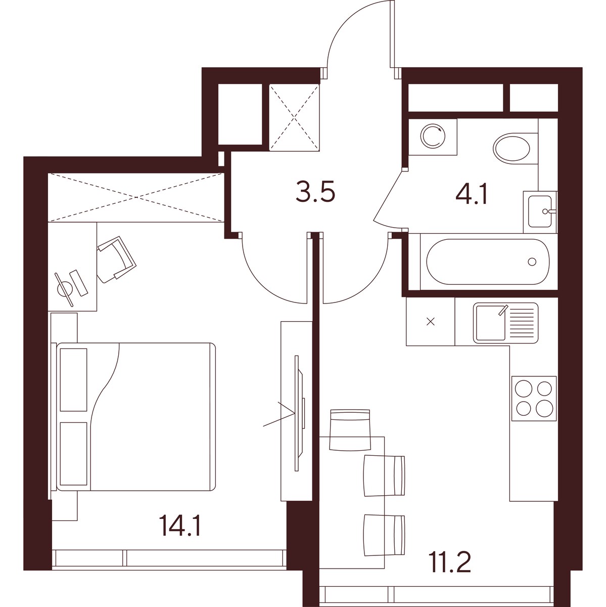 Планировка 32.9 м²