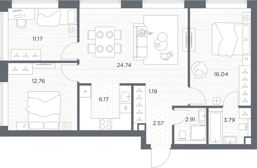 Планировка 81.34 м²