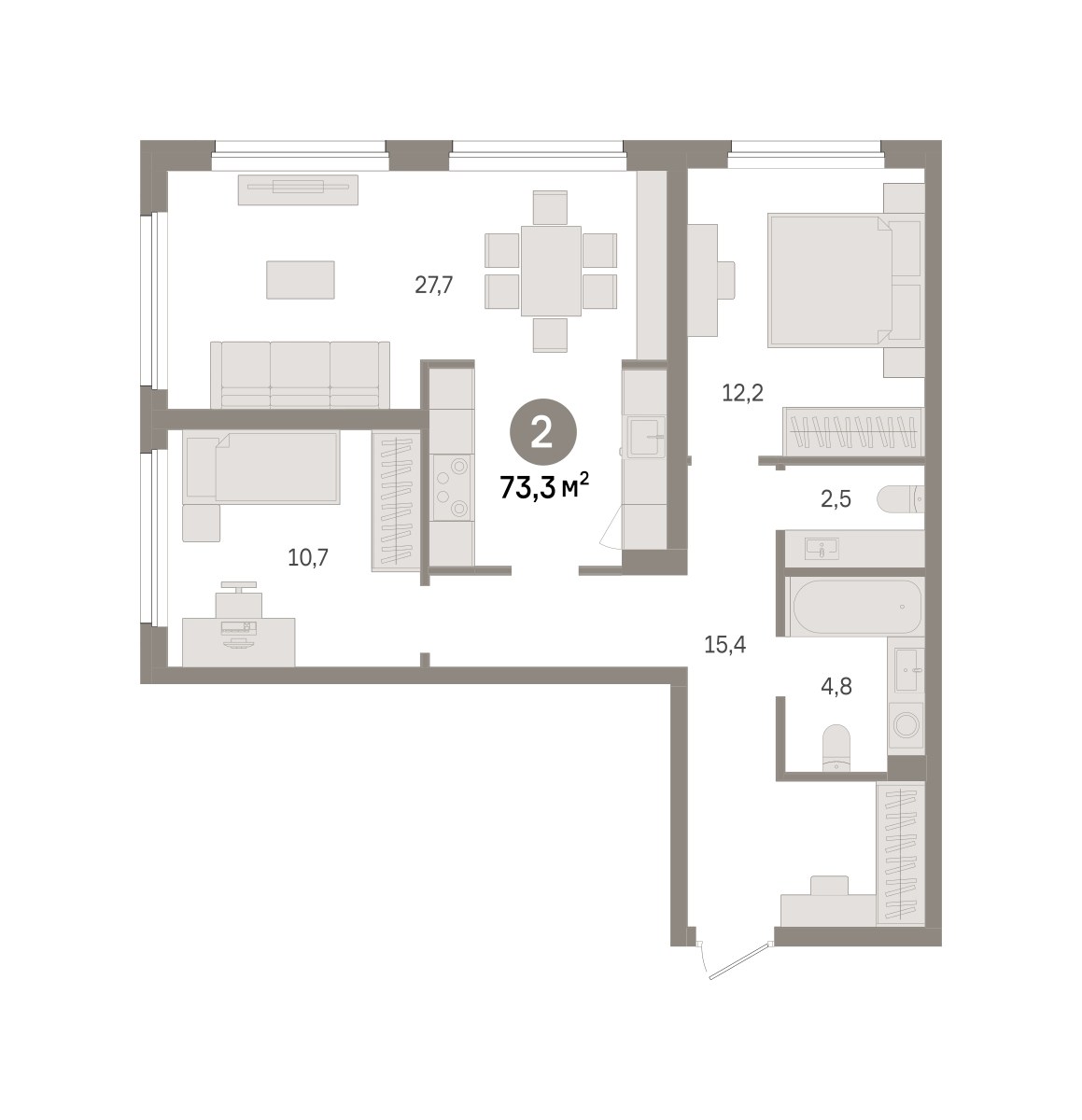 Планировка 73.3 м²