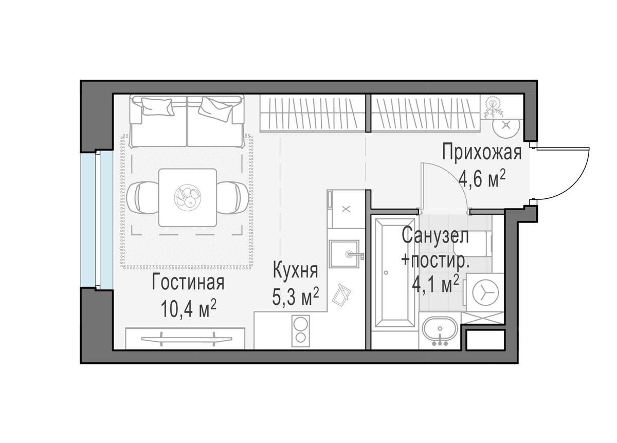 Планировка 24.1 м²