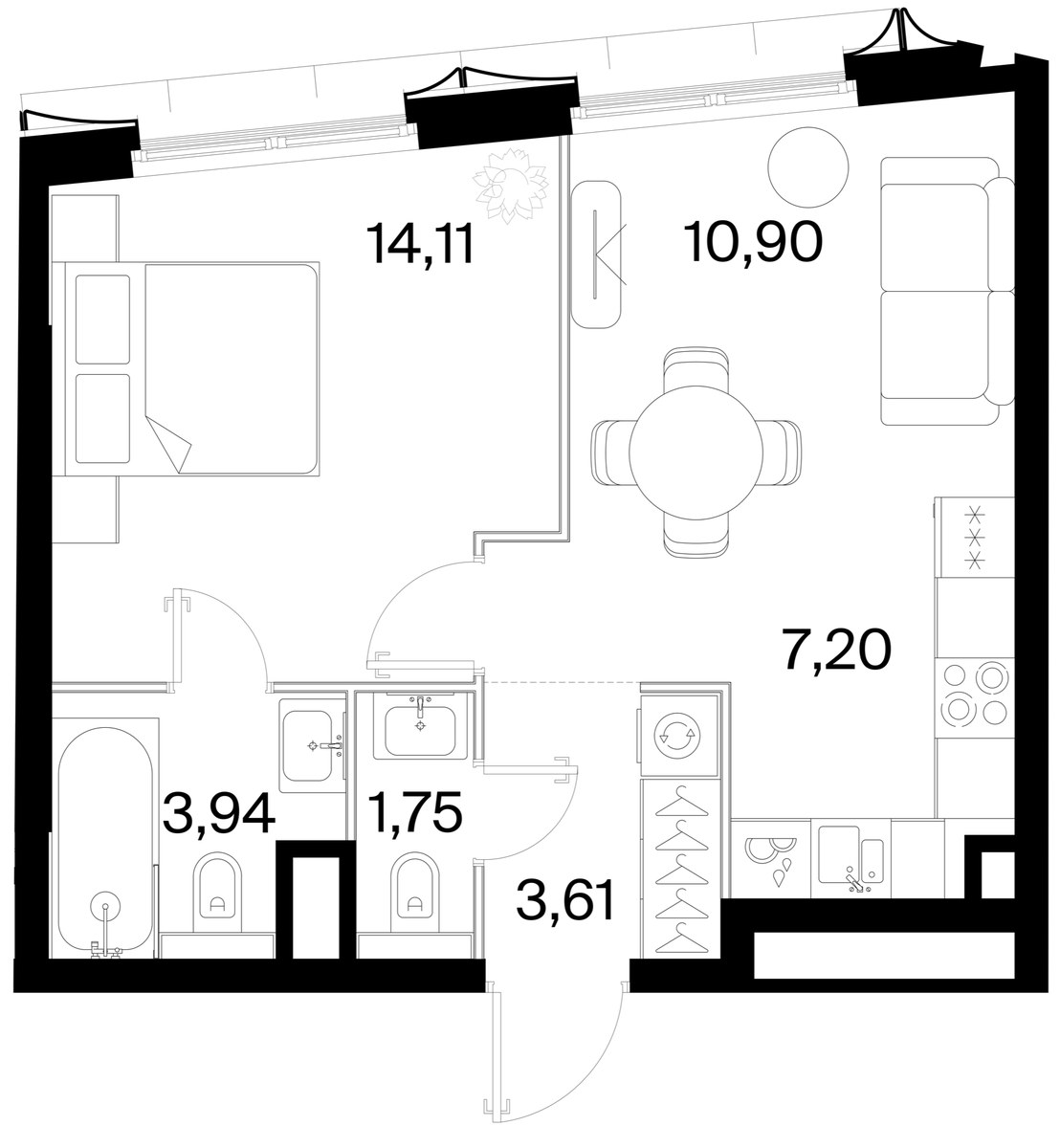 Планировка 41.51 м²