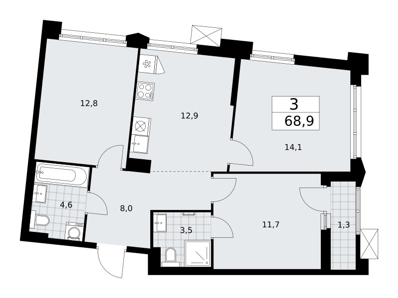 Планировка 68.9 м²
