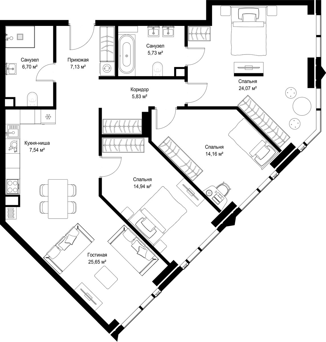 Планировка 111.75 м²