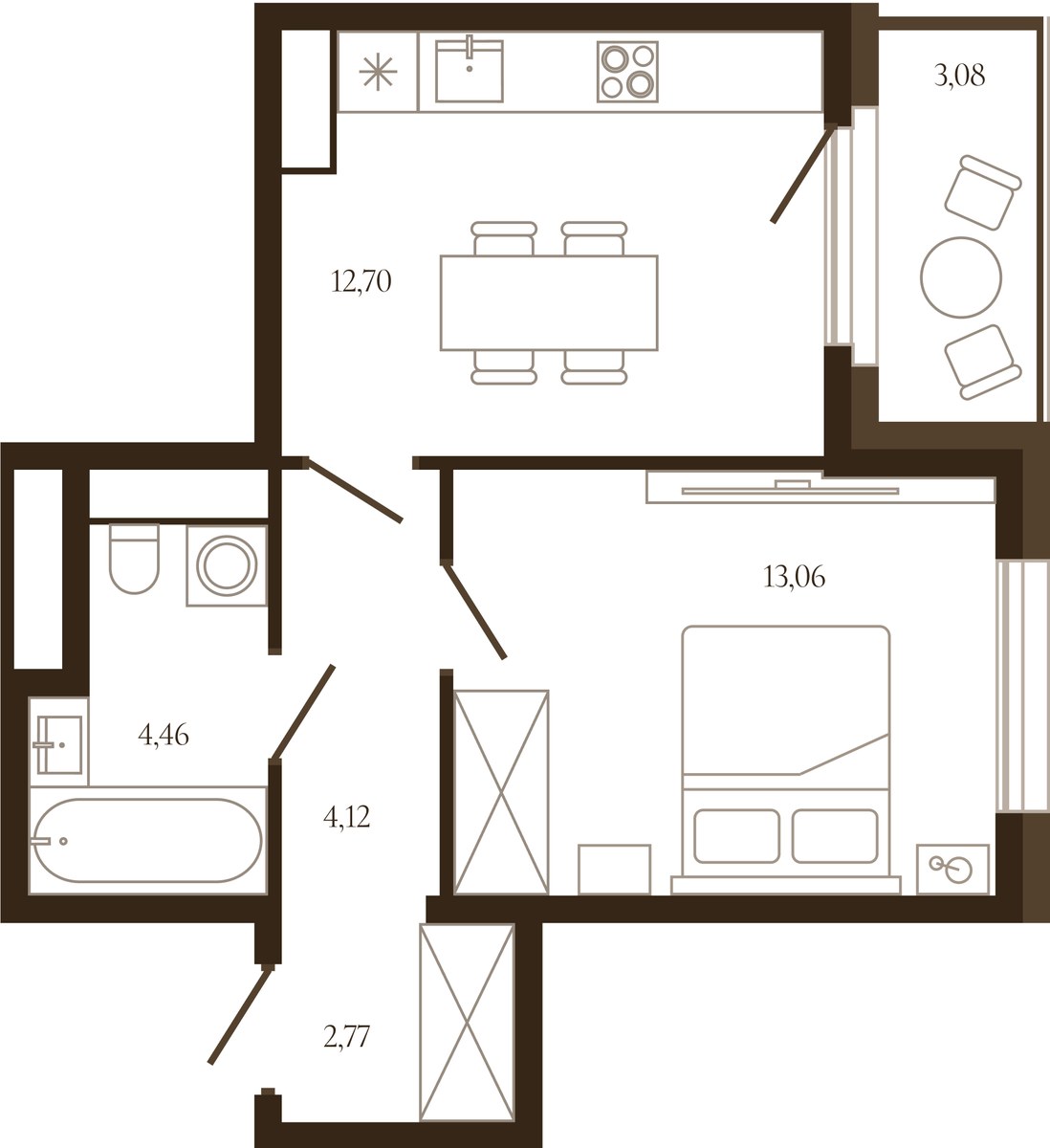 Планировка 38.65 м²