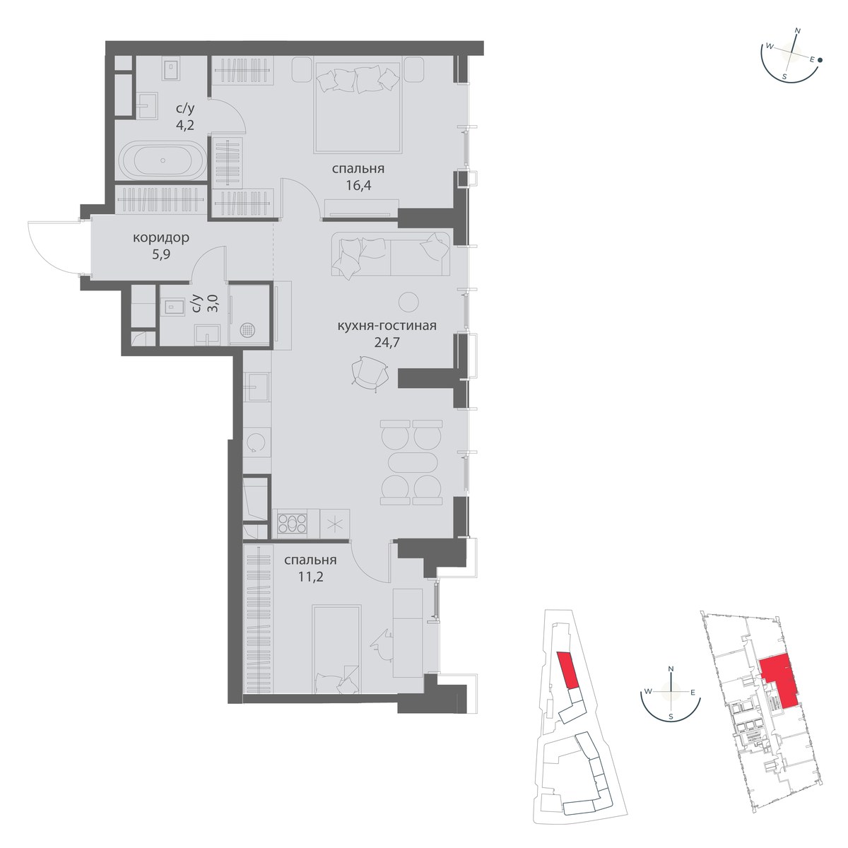 Планировка 65.4 м²