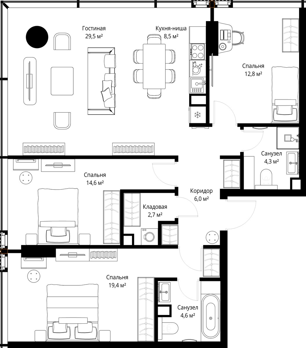Планировка 102.4 м²