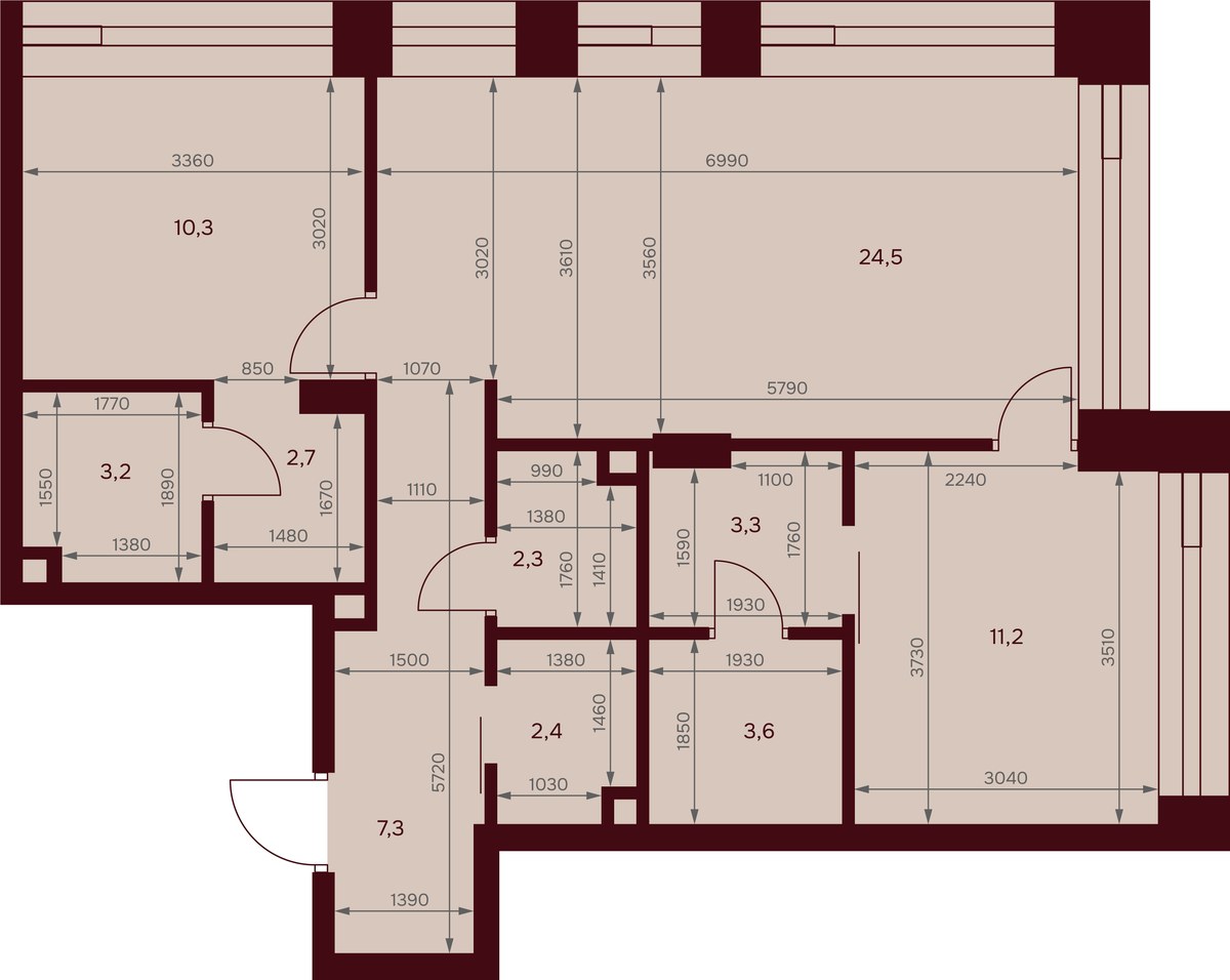 Планировка 70.3 м²