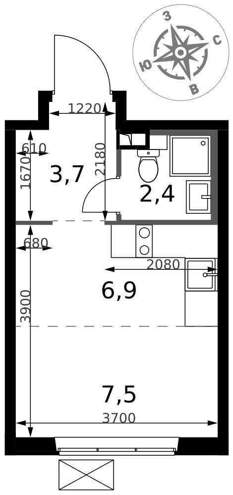 Планировка 20.5 м²