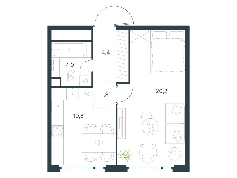 Планировка 40.7 м²