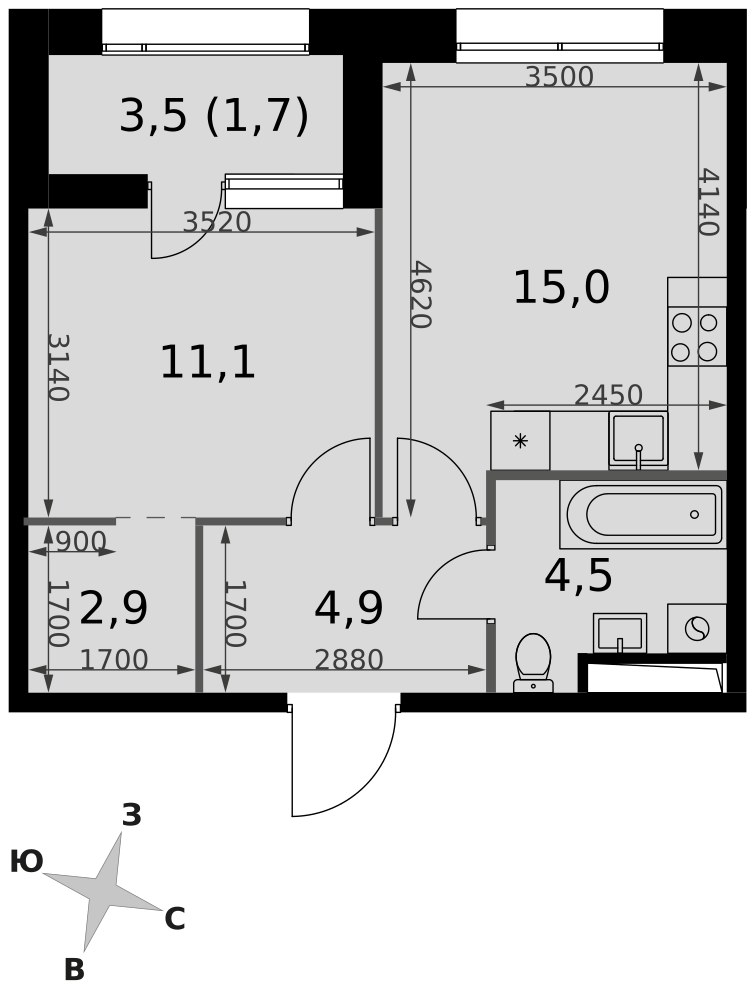 Планировка 40.1 м²
