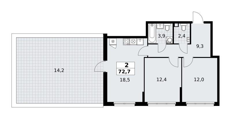 Планировка 72.7 м²