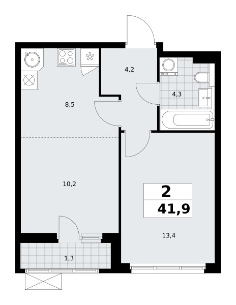 Планировка 42.0 м²