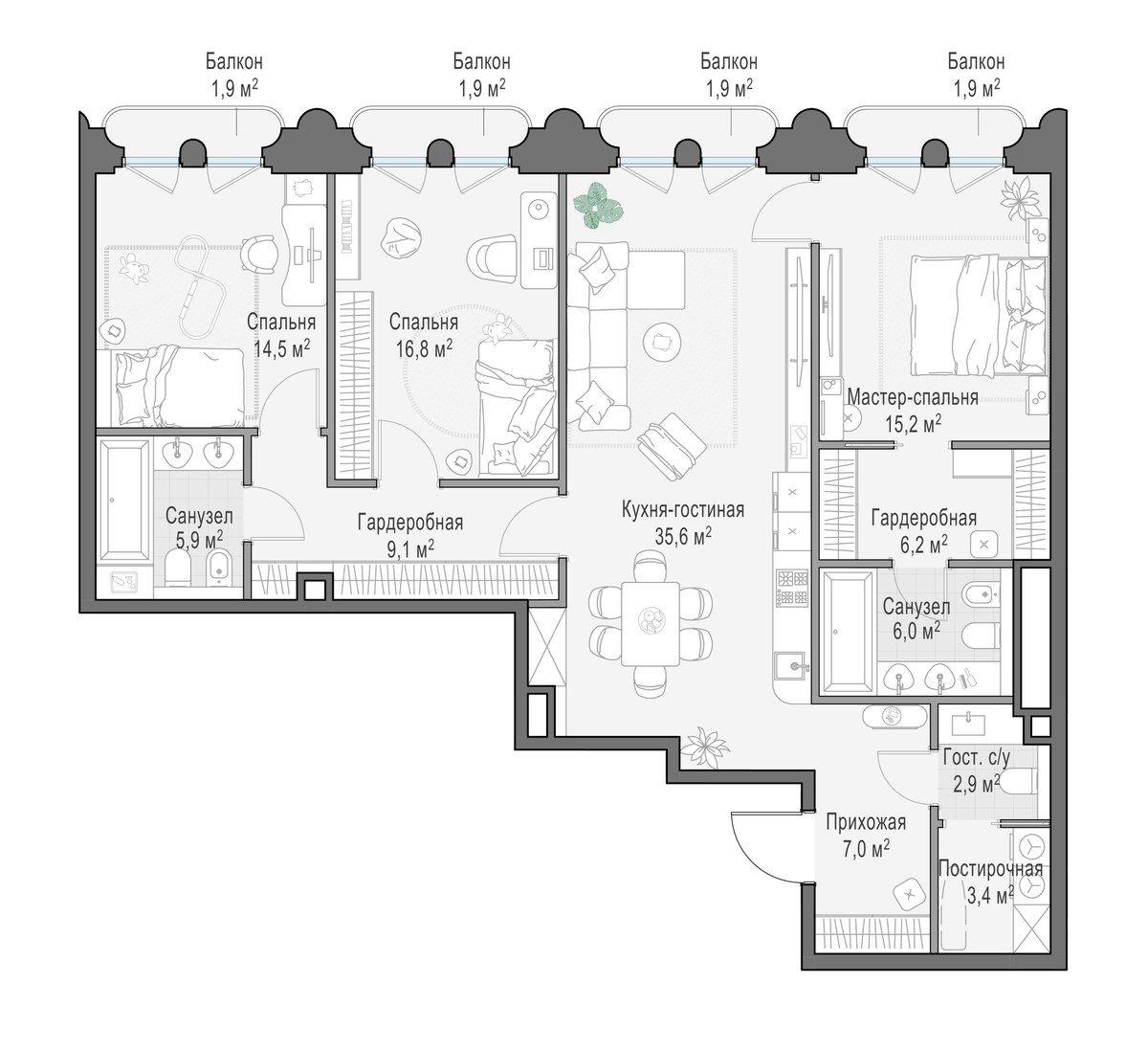 Планировка 125.0 м²