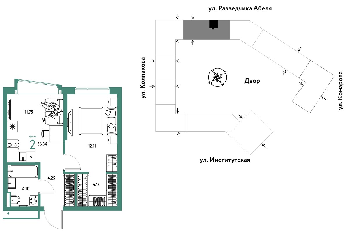Планировка 36.34 м²