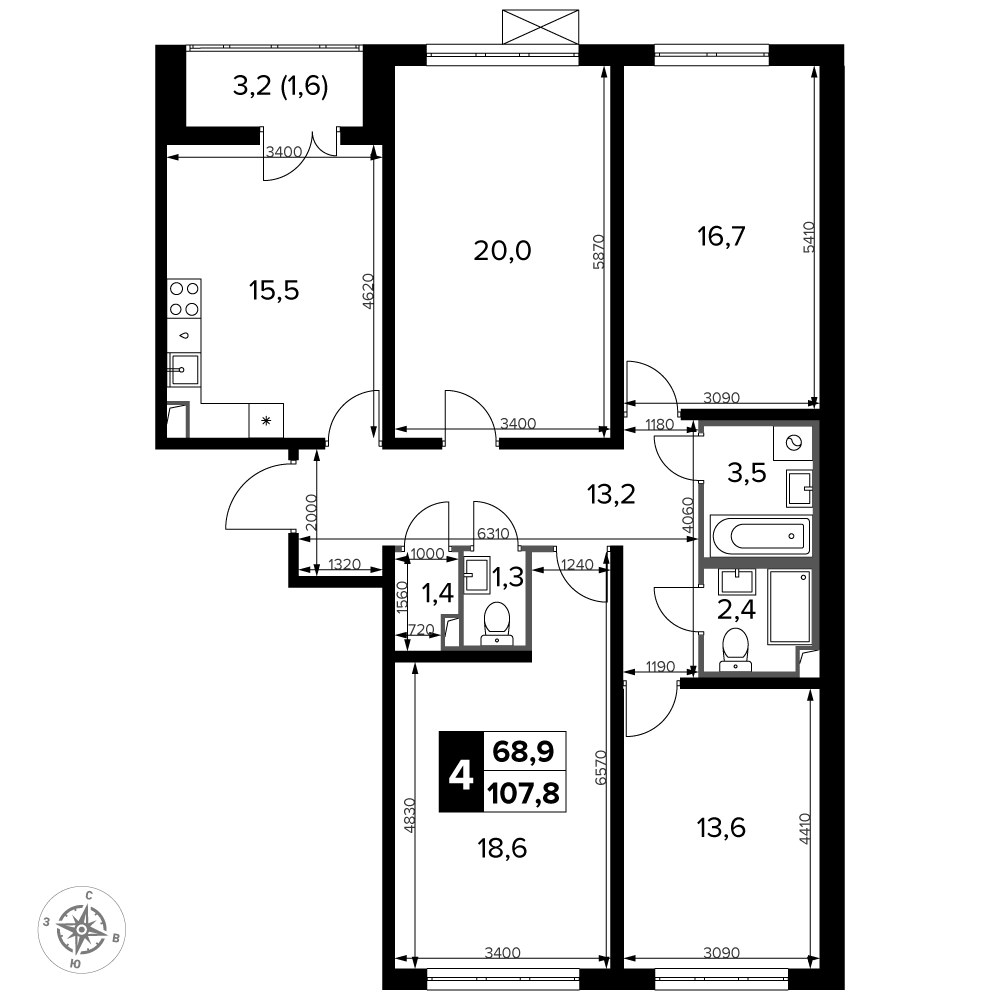 Планировка 109.4 м²