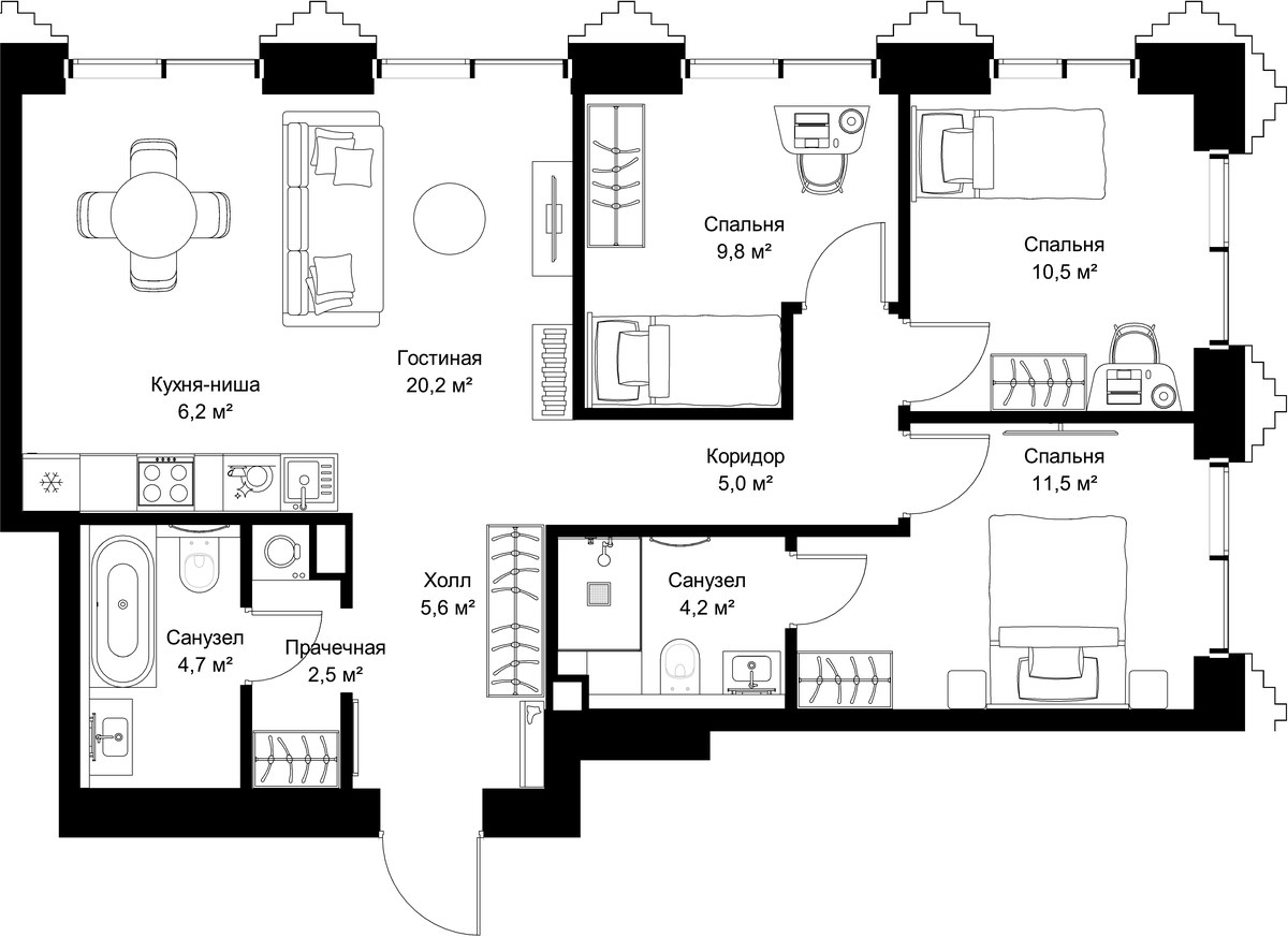 Планировка 80.2 м²