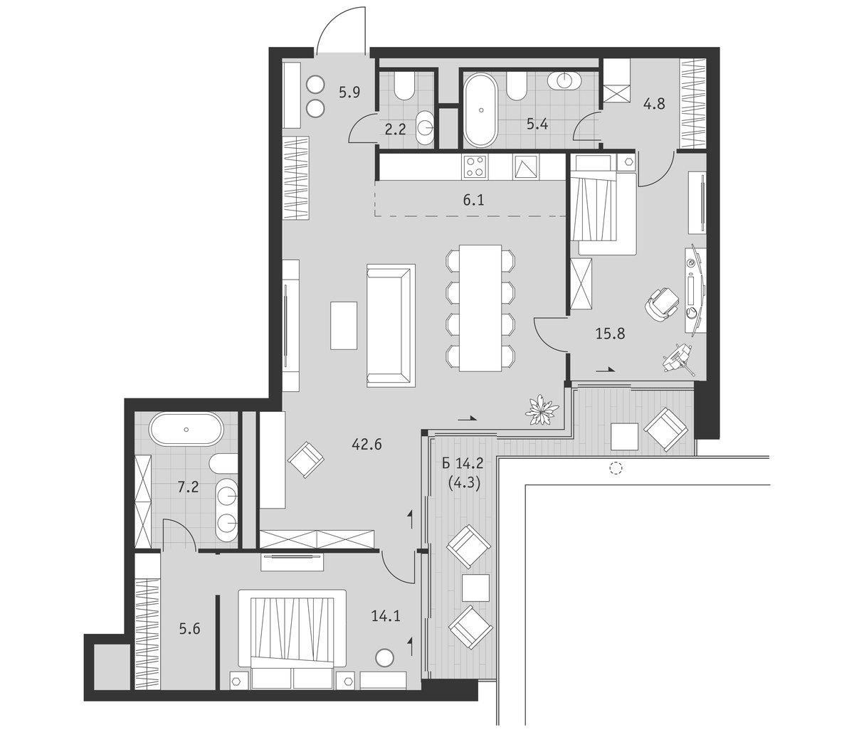 Планировка 117.3 м²