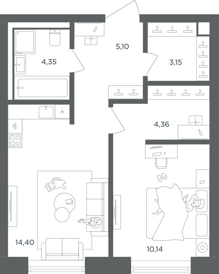 Планировка 41.5 м²