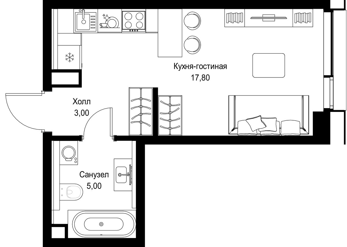 Планировка 25.8 м²