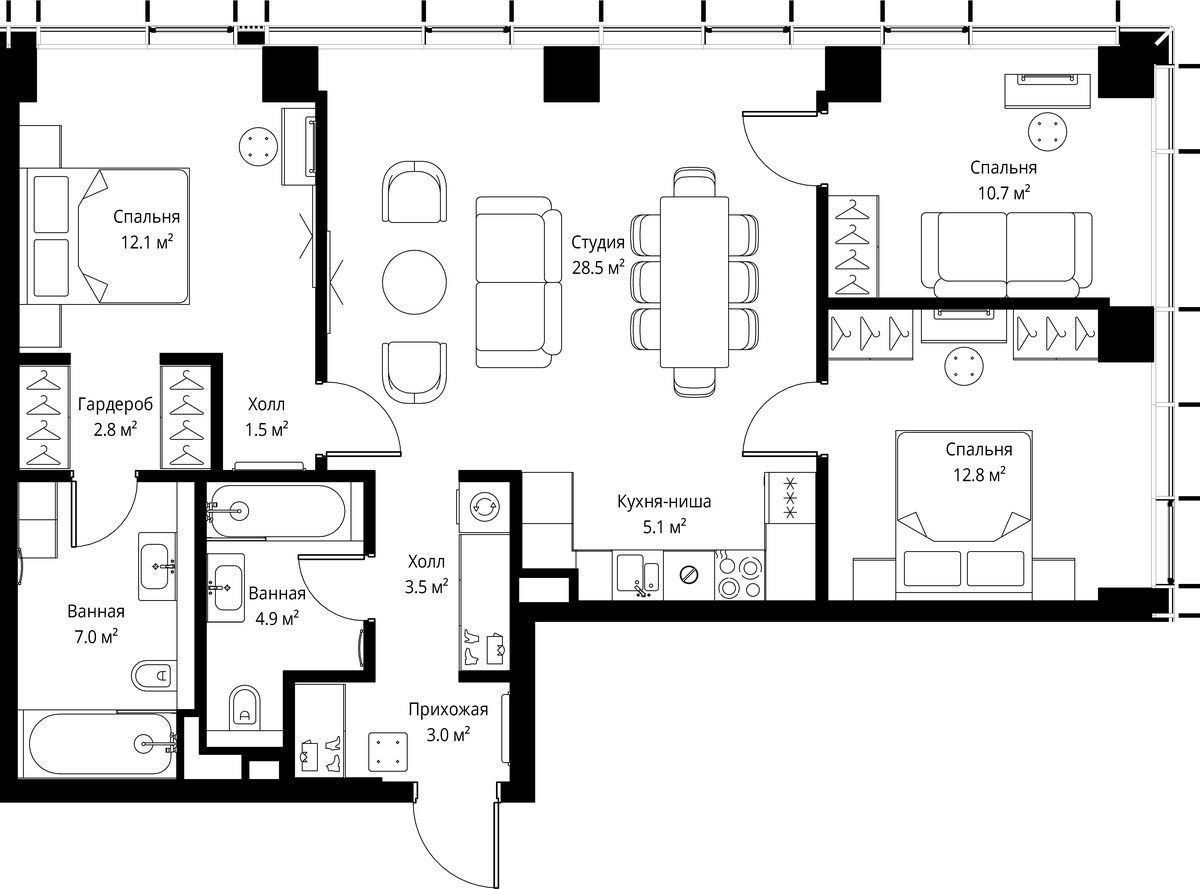 Планировка 91.9 м²