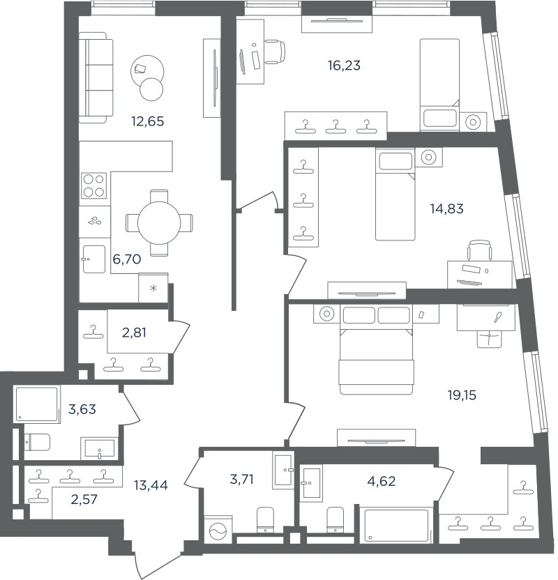 Планировка 100.34 м²