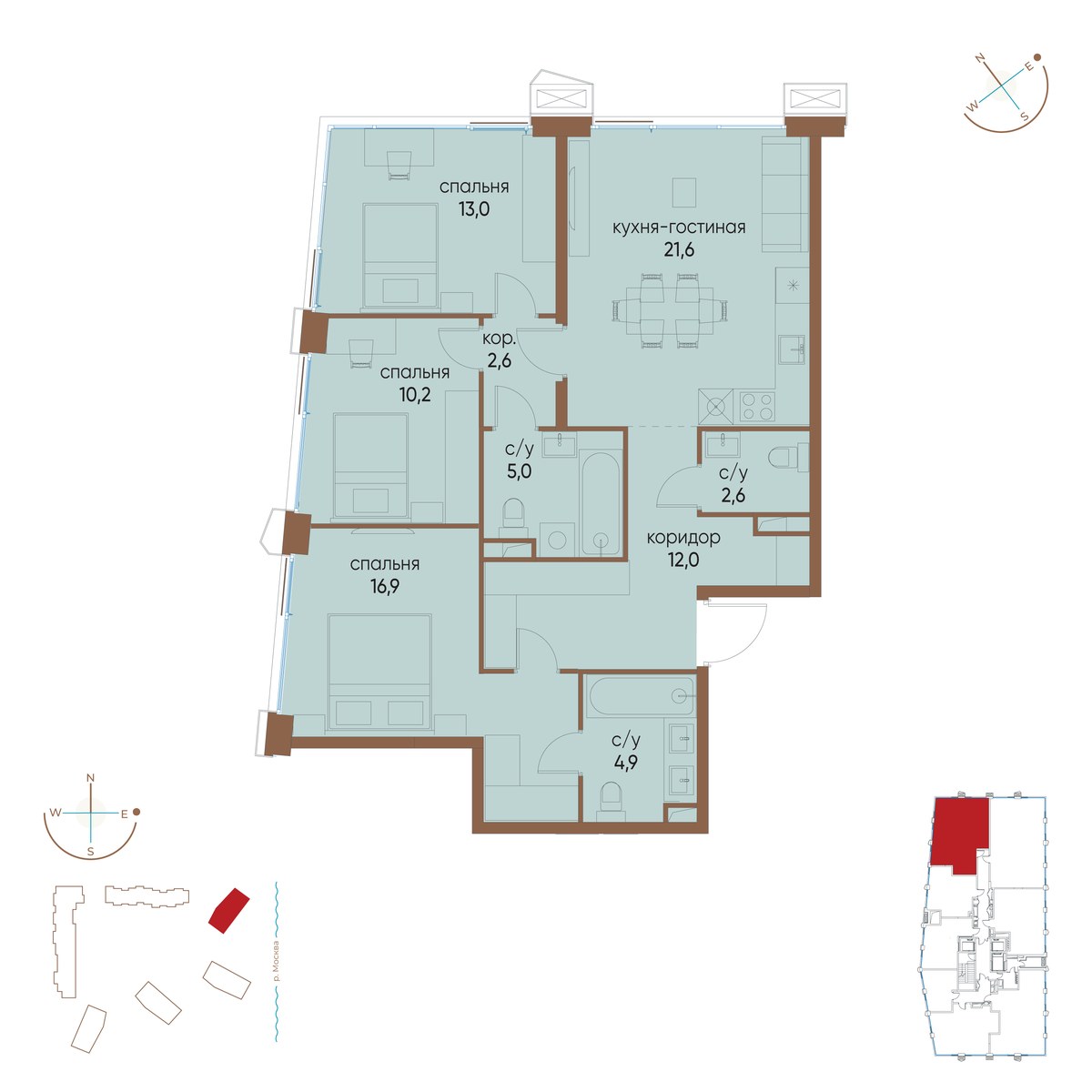 Планировка 88.8 м²
