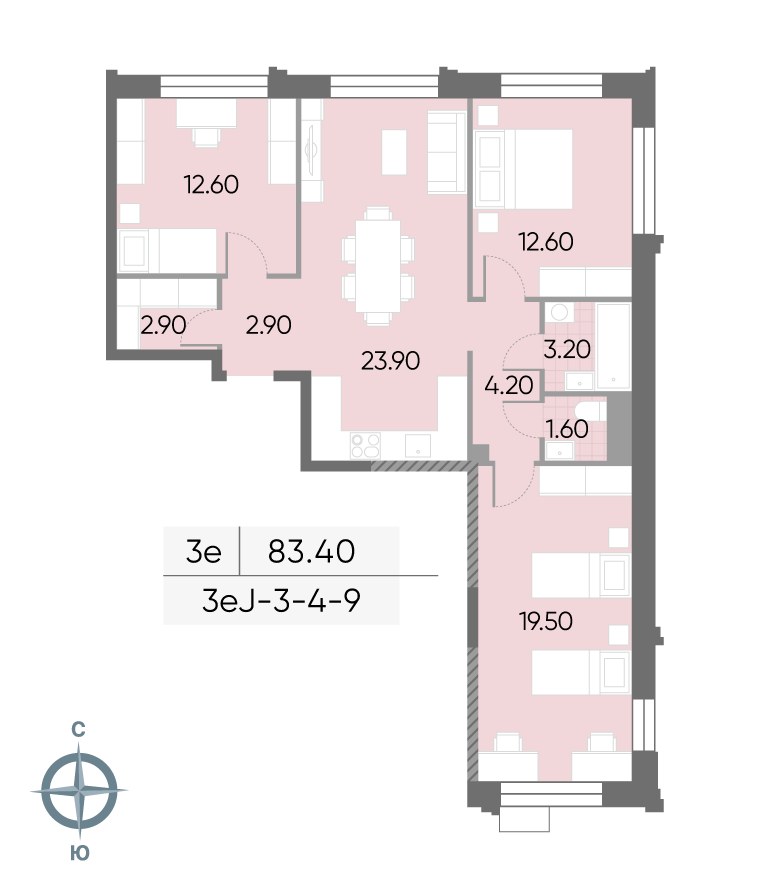 Планировка 83.4 м²