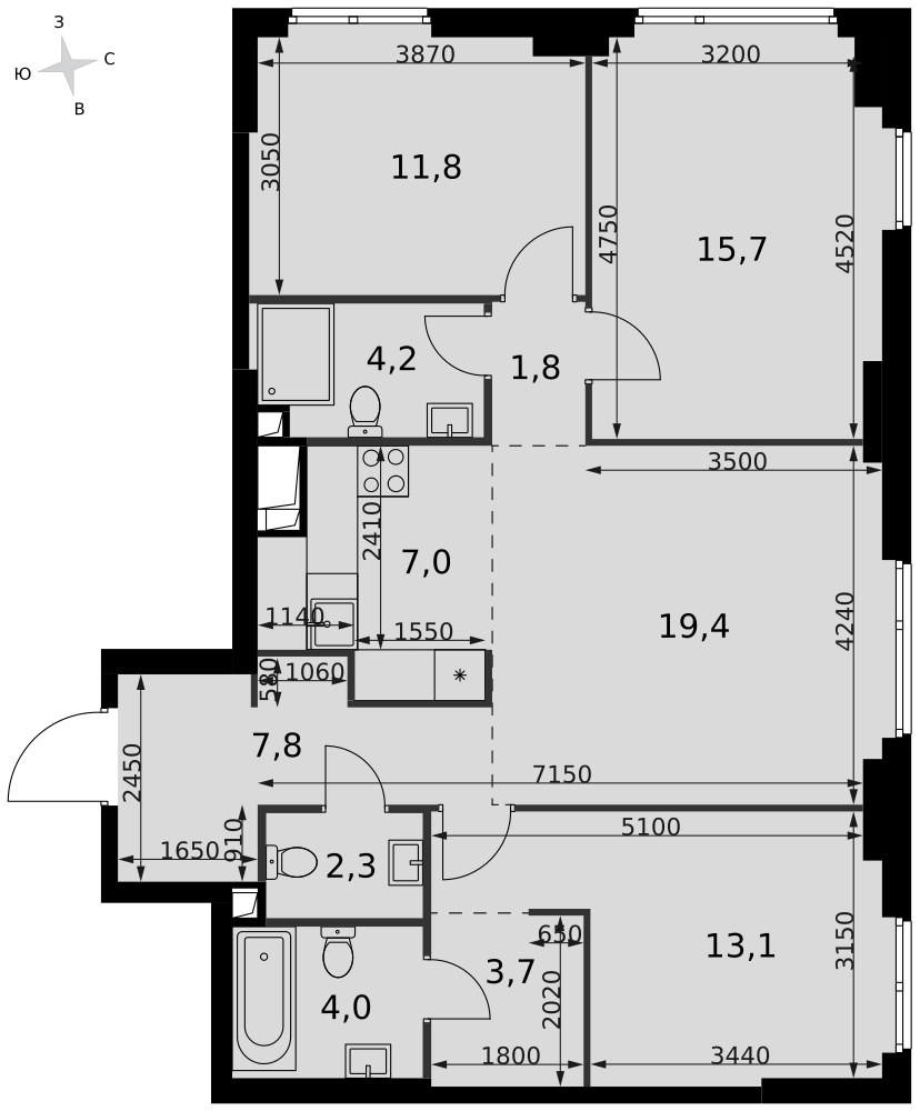 Планировка 90.8 м²