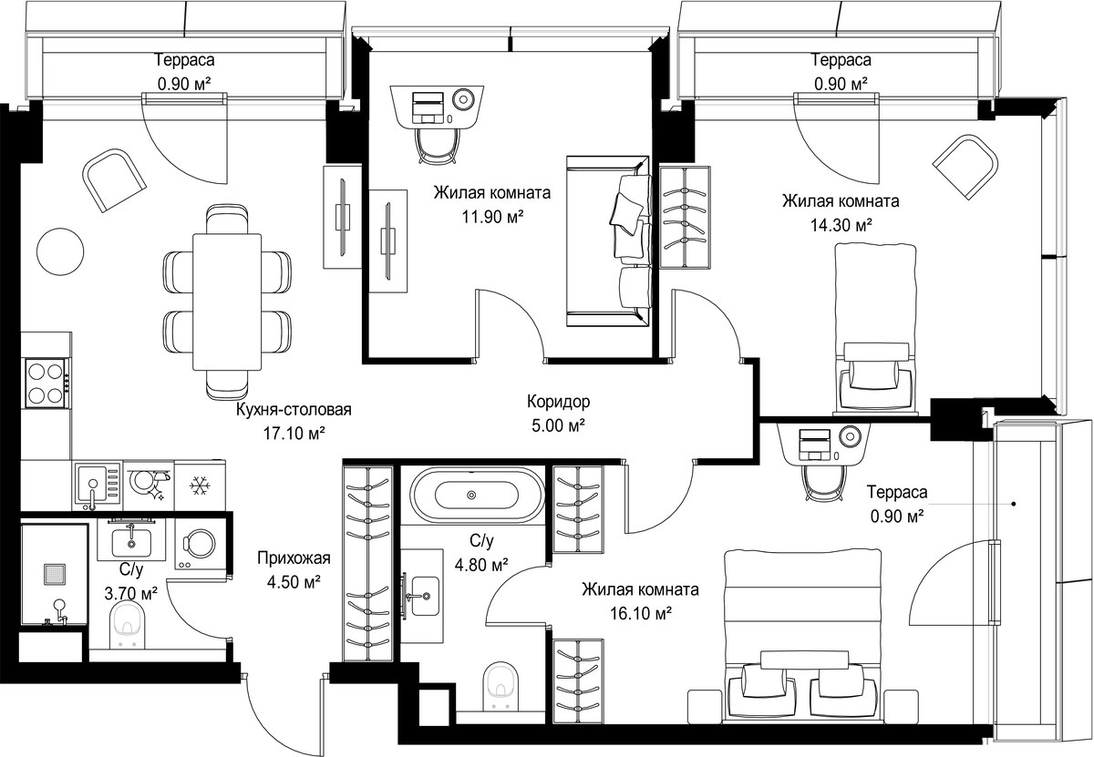 Планировка 80.1 м²