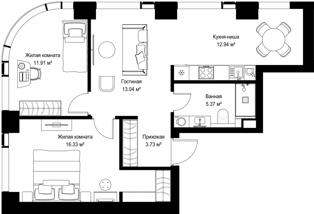 Планировка 63.32 м²
