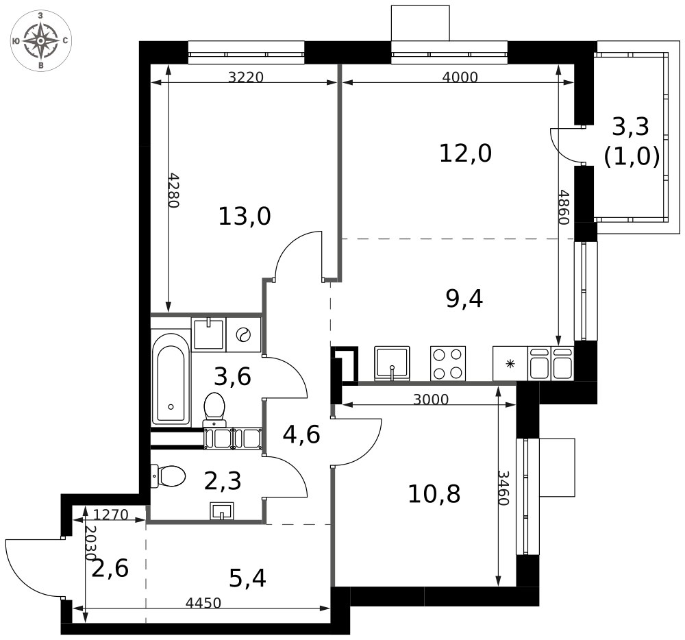 Планировка 64.7 м²